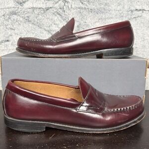 G H Bass Penny Loafer Shoes Men Size 10.5 M Burgundy Slip On Dress Shoes